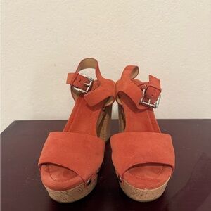 Women's Suede Platform Sandals - Orange (Like New)